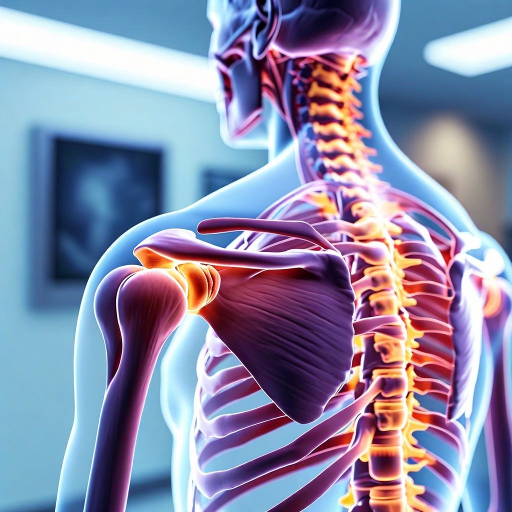 Dr. Usama Saleh, fellowship-trained shoulder specialist in Dubai, examining patient shoulder with advanced diagnostic equipment