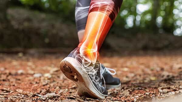 Ankle pain Sports injuries concept