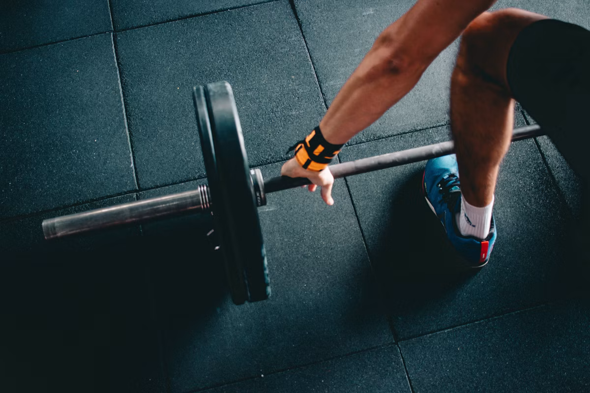 Person using a stationary exercise bike